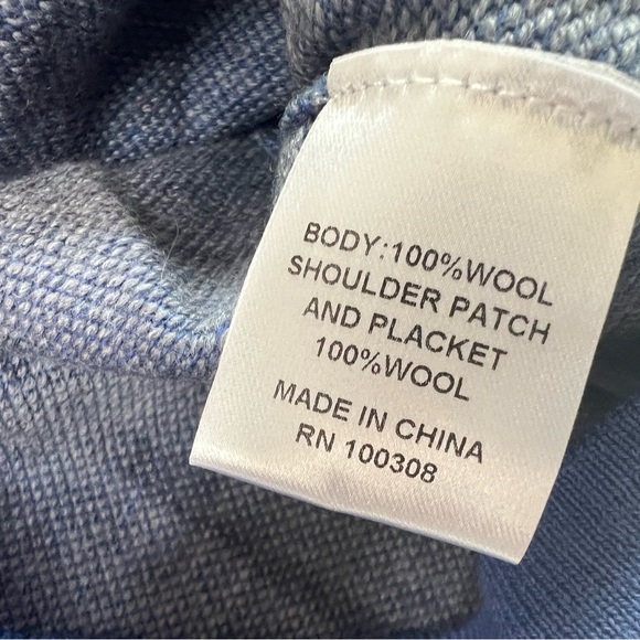 Peter Millar 1/4 Button Pullover Sweater Men 100% Wool Blue Medium NEW 615 - Picture 4 of 4